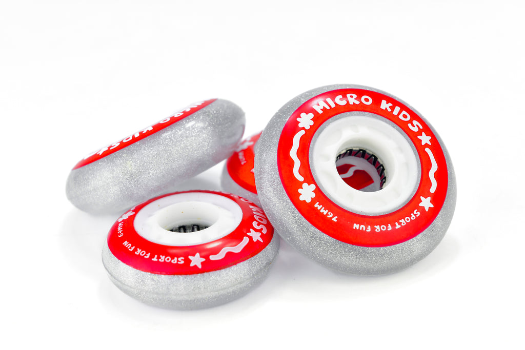 Flash Wheels for Kids Skates – 70mm Light-Up PU Wheels | Red & Blue | Skates.pk