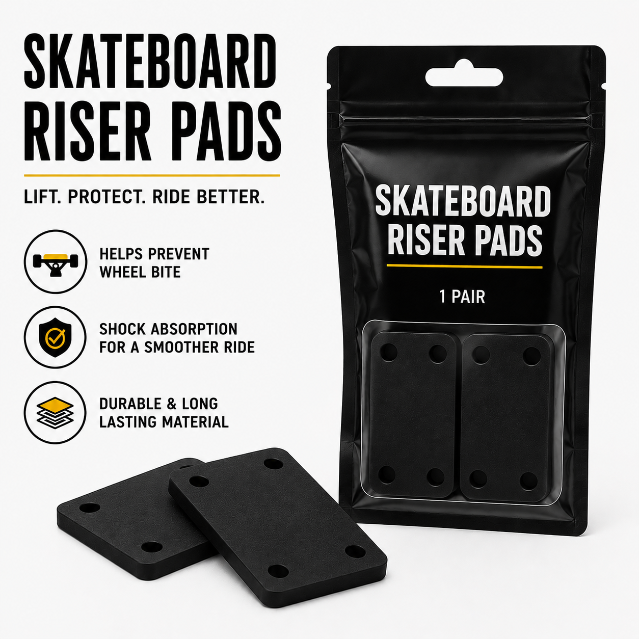 Skateboard riser pads for deck and truck mounting – skates.pk Pakistan