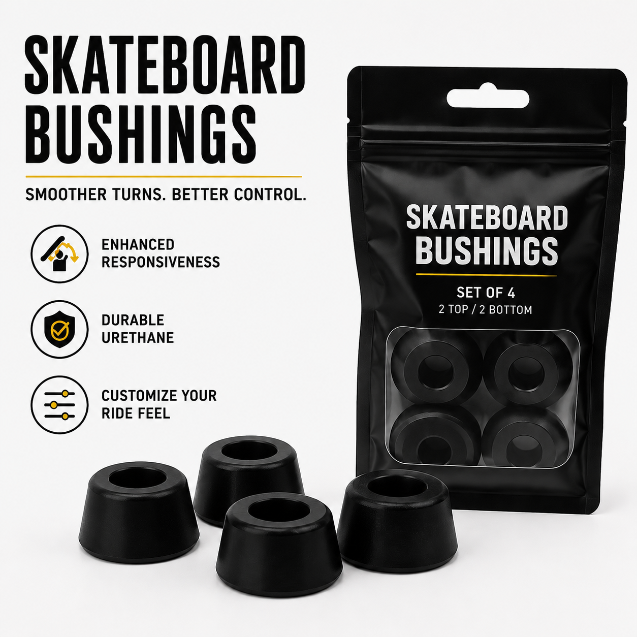 Skateboard Bushings – Barrel & Cone Truck Cushions | skates.pk