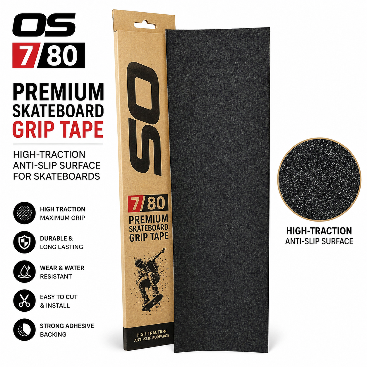 OS 7/80 Skateboard Grip Tape – Premium Anti-Slip Griptape for Skateboards